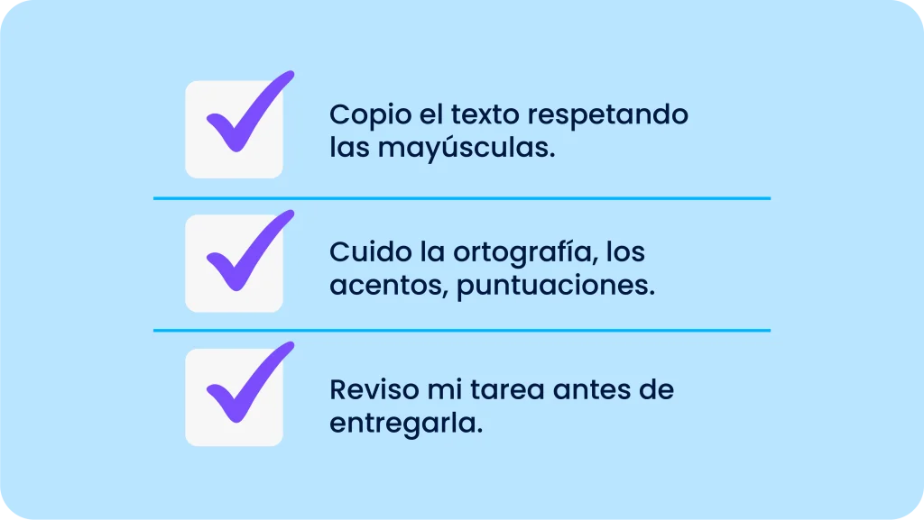 Lista de verificaci&oacute;n escolar que promueve funciones ejecutivas como autocontrol, planificaci&oacute;n y monitoreo del trabajo escrito